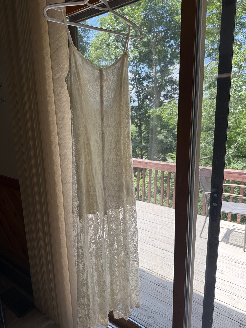 Hollister Women's Cream Lace Slip Maxi Dress
